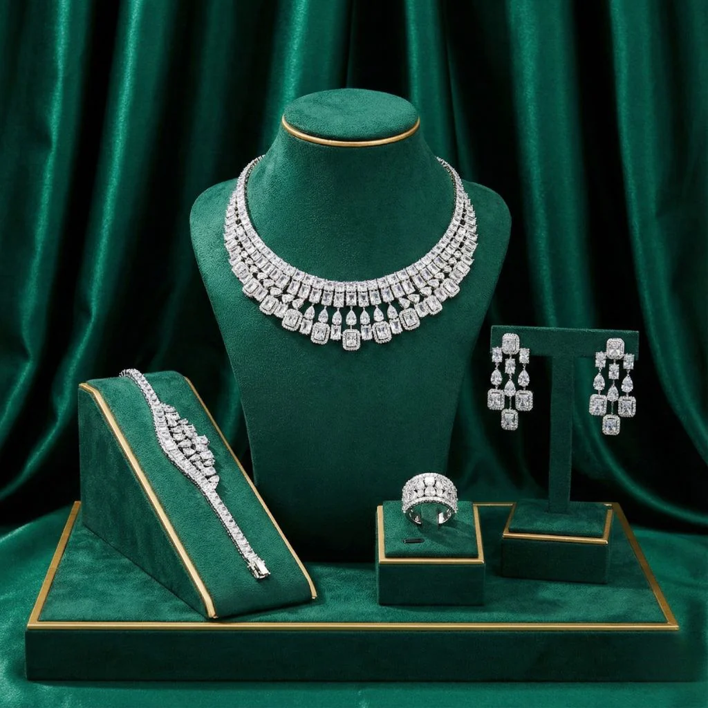 Silver Tone Ornate Bridal Jewelry Set - Image 2